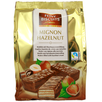 Вафлі в шоколаді з горіховим кремом Фейні Бісквітс Feiny Biscuits 200g 10шт/ящ