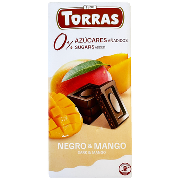 Шоколад чорний з манго (без цукру) Торрас Torras negro mango 75g 12шт/ящ