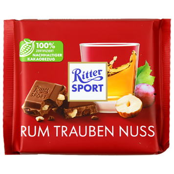 Шоколад Ріттер Спорт з ромом,родзинками,фундуком Ritter Sport rum raisins hazelnuts 100g 12шт/ящ