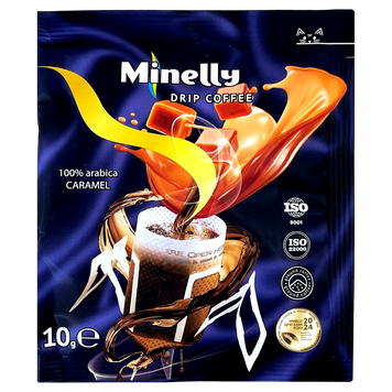 Кава карамель у дріп пакетах Мінеллі Minelly caramel 10g 10шт/пач 12пач/ящ