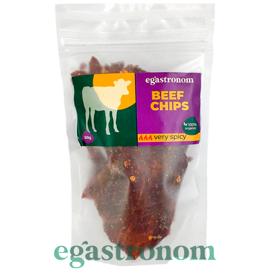 Чипси з телятини дуже гострі Єгастроном Egastronom beef very spicy 50g