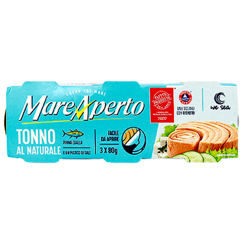Тунець у власному соці (спайка) Маре Аперто Mare Aperto al naturale 3*80g 32пач/ящ