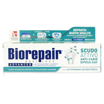 Зубна паста активний захист Біоріпеа Biorepair scudo attivo 75ml 12шт/ящ