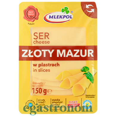 Сыр нарезка злотый мазур Млекпол Mlekpol zloty mazur 150g 12шт/ящ