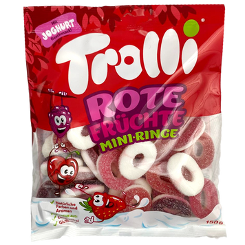 Желейки з червоних фруктів Троллі Trolli rote fr&uuml;chte mini ringe 150g 20шт/ящ