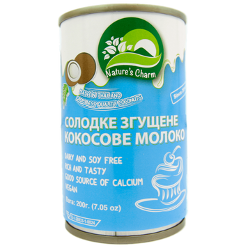 Сгущенное молоко кокосовое сладкое Натурес Шарм Nature's Charm 200g 12шт/ящ