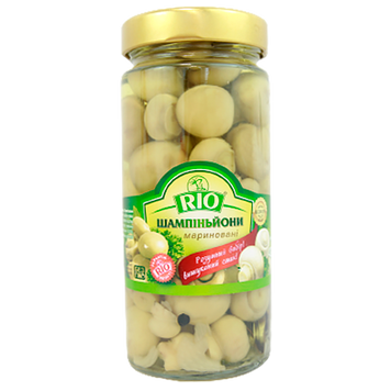 Гриби печериці цілі мариновані Ріо Rio 420/250g 8шт/ящ