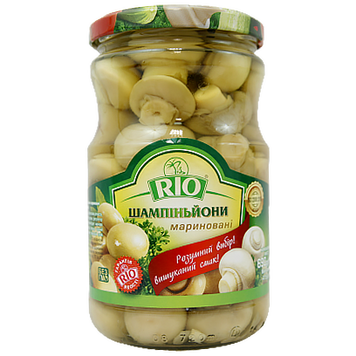 Гриби печериці цілі мариновані Ріо Rio 690/415g 8шт/ящ