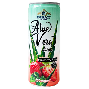 Напій смак полуниці з алое вера ж/б Бісан Bisan aloe vera drink strawberry 250ml 24шт/ящ
