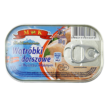 Печінка тріски натуральна МК МК watrobki dorszowe 115g 12шт/ящ