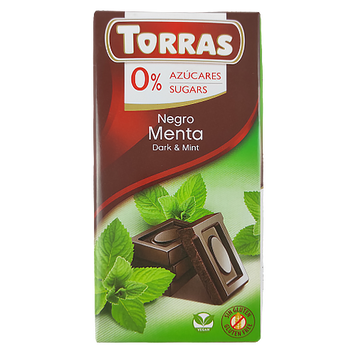 Шоколад чорний без цукру та глютену м'ята Торрас Torras menta 75g 48шт/ящ