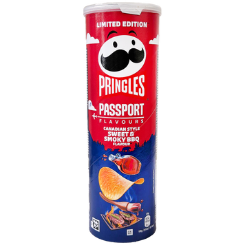 Чипси зі смаком солодкого та димного барбекю Прінглс Pringles passport sweet&smoky bbq 165g 19шт/ящ