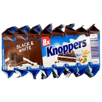 Вафлі з горіховим кремом чорно білий Кноперс Knoppers 8*25g 16пач/ящ