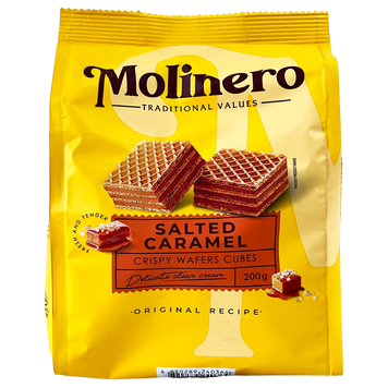 Вафлі зі смаком соленої карамелі Молінеро Molinero 200g 10шт/ящ