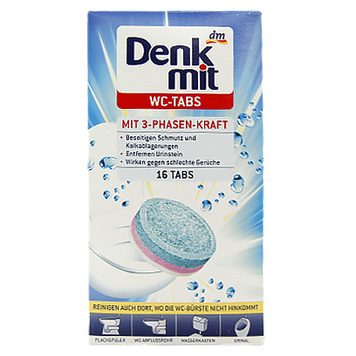 Таблетки для унітазу Денк Міт Denk Mit wc-tabs mit 3-phasen-kraft 16tabs 400g 12шт/ящ