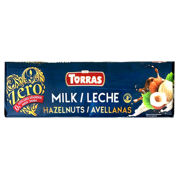 Шоколад молочний з фундуком (без цукру) Торрас Torras milk hazelnuts ZERO 250g 14шт/ящ