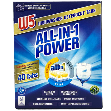 Таблетки для посудомоечной машины В5 W5 dishwasher tablets all-in-1 40tbs 760g 5шт/ящ