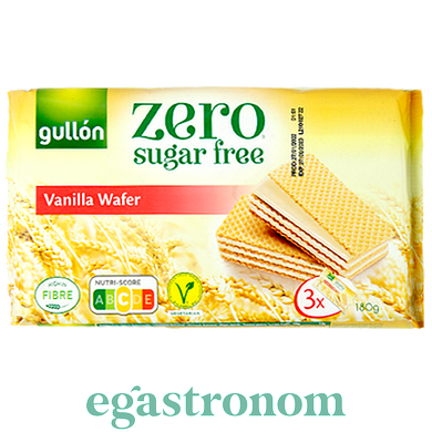 Вафлі ванільні (без цукру) Гуллон Gullon vanilla wafer 180g 12шт/ящ