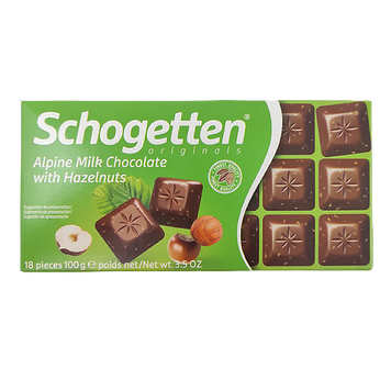 Шоколад молочний з фундуком Шогеттен Schogetten chocolate with hazelnuts 100g 15шт/ящ