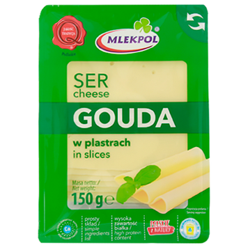 Сир нарізка гауда Млекпол Mlekpol gouda 150g 12шт/ящ