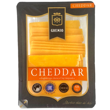 Сыр нарезка чеддер Гремио Gremio cheddar 150g 12шт/ящ