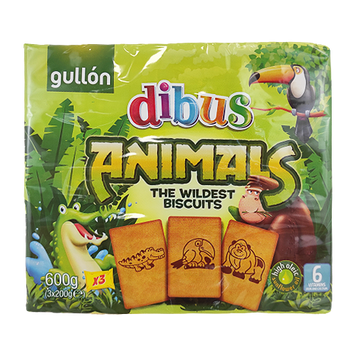 Печенье бисквит дикие животные Гуллон Gullon dibus animals 600g 14шт/ящ