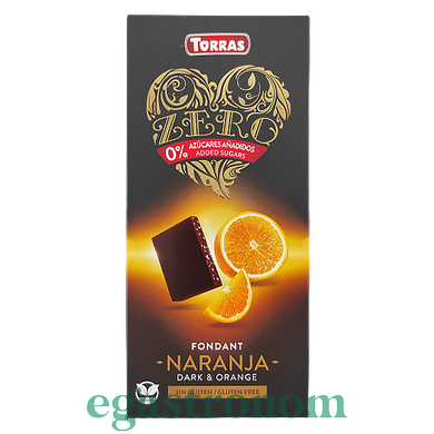 Шоколад чорний з апельсином (без цукру) Торрас Torras orange 125g 12шт/ящ