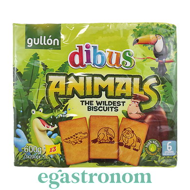 Печиво бісквіт дикі тварини Гуллон Gullon dibus animals 600g 14шт/ящ