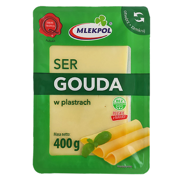 Сир нарізка гауда Млекпол Mlekpol Gouda 400g 24шт/ящ