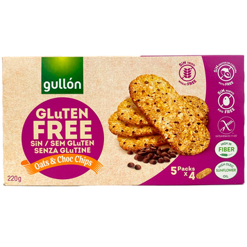 Печиво вівсяне без глютену Гуллон Gullon choco-chips 220g 8шт/ящ