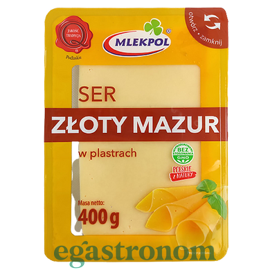 Сир нарізка злотий мазур Млекпол Mlekpol Zloty Mazur 400g 24шт/ящ