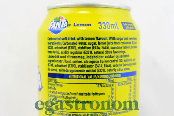 Напиток газированный лимон Фанта Fanta lemon 330ml 24шт/ящ