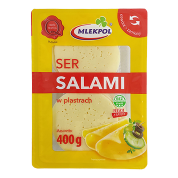 Сыр нарезка салями Млекпол Mlekpol Salami 400g 16шт/ящ