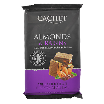 Шоколад молочний з мигдалем і родзинками №47 Кашет Cashet almonds & raisins 300g 12шт/ящ