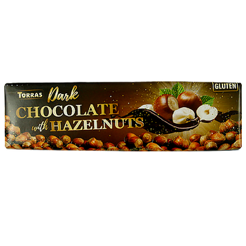 Шоколад чорний з фундуком Торрас Torras dark hazelnuts 300g 14шт/ящ