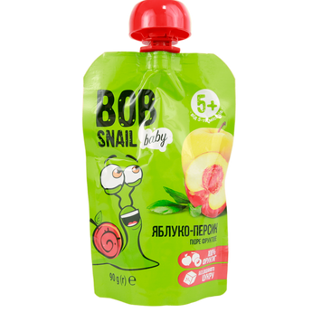 Пюре фруктовое (детское питание) яблоко-персик Улитка Боб Bob snail 90g 10шт/ящ