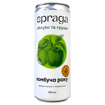 Комбуча яблуко та груша ж/б Спрага Spraga 330ml 12шт/ящ