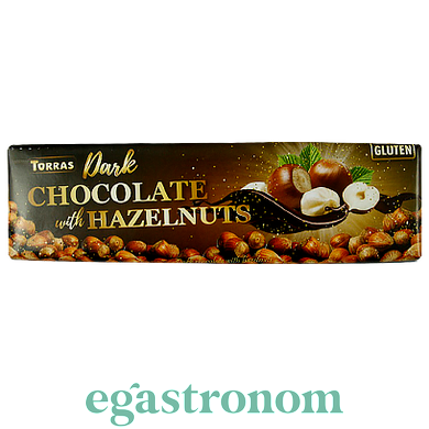 Шоколад черный с фундуком Торрас Torras dark hazelnuts 300g 14шт/ящ