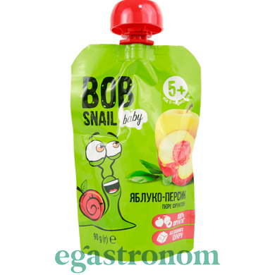 Пюре фруктовое (детское питание) яблоко-персик Улитка Боб Bob snail 90g 10шт/ящ