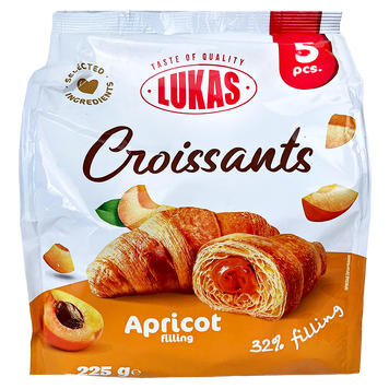 Круасани з абрикосом Лукас Lukas apricot 5*45g 10шт/ящ