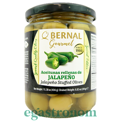 Оливки з халапеньйо Бернал Bernal jalapeno 250/436g 12шт/ящ