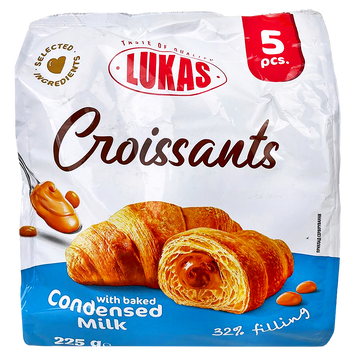 Круасани з згущеним молоком Лукас Lukas condensed milk 5*45g 10шт/ящ